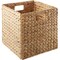 Casafield 13" x 13" Water Hyacinth Storage Baskets, Set of 2 Collapsible Cube Organizers, Woven Bins for Bathroom, Bedroom, Laundry, Pantry, Shelves